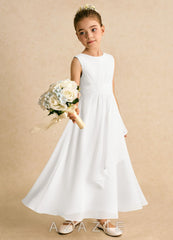 Azazie Edelweiss Ivory A-Line Pleated Chiffon Dress ivory