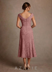 Azazie Keith Dusty Rose Sheath Pleated Floral Burnout Dress dusty_rose