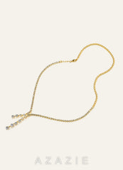 Y Drop Tennis Necklace gold