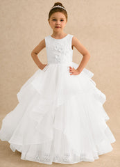 Azazie Claire Ivory Ball-Gown Beaded Tulle Dress ivory