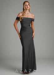Azazie Hayden Black Mermaid Corset Stretch Satin Dress
