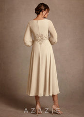 Azazie Ana Champagne A-Line Lace Chiffon Dress champagne