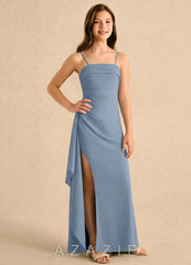 Azazie Jennie Girls Formal Dusty Blue A-Line Pleated Chiffon Dress dusty_blue
