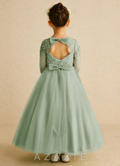 Azazie Precious Dusty Sage A-Line Lace Tulle Dress