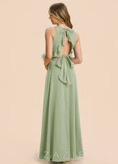 Azazie Christina Junior Dusty Sage A-Line Ruched Stretch Satin Dress dusty_sage