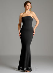 Azazie Shaniya Black Mermaid Strapless Premium Stretch Jersey Dress
