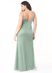 Azazie Deandra Agave Mermaid Pleated Mesh Dress agave