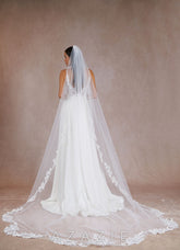 Maria Cathedral Veil with Extended Lace Trim