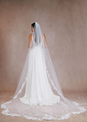 Maria Cathedral Veil with Extended Lace Trim