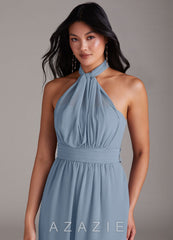 Azazie Lamara Dusty Blue Off the Shoulder Chiffon Convertible Jumpsuit dusty_blue