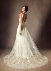 Azazie Ebony Wedding Dress Cream A-Line Sequins Crepe Back Satin Dress cream