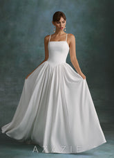 Azazie Gayle Diamond White A-Line Strapless Crepe Back Satin Dress