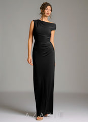 Azazie Nazanin Black Mermaid Off the Shoulder Premium Stretch Jersey Dress black