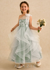Azazie Zoey Dusty Sage Ball-Gown Lace Tulle Dress dusty_sage