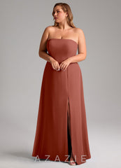 Azazie Wren Auburn A-Line Side Slit Chiffon Convertible Dress auburn