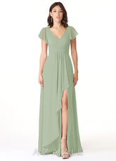 Azazie Omari Dusty Sage A-Line Chiffon Dress