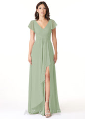 Azazie Omari Dusty Sage A-Line Chiffon Dress