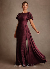 Azazie Harrison Cabernet Mermaid Pleated Lace Dress cabernet