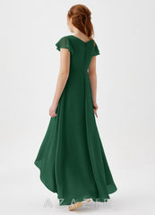 Azazie Breanne Junior Dark Green A-Line Chiffon Dress dark_green