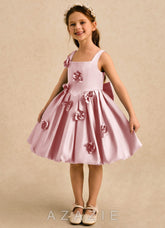 Azazie Lillian Powder Pink Ball-Gown Pleated Matte Satin Dress