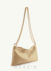 Matching Color Metallic Satin Adjustable Shoulder Bag