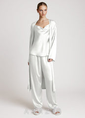 Satin Long Sleeves 3-Piece Loungewear Set