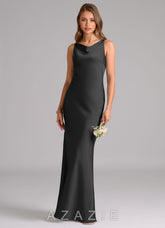 Azazie Allettie Black Mermaid Stretch Satin Dress