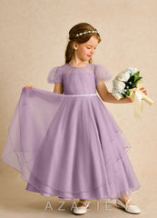 Azazie Duckie Wisteria Ball-Gown Pleated Tulle Dress wisteria