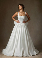 Azazie Cyanne Diamond White Ball-Gown with Pockets Stretch Satin Dress diamond_white