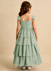 Azazie Boba Dusty Sage A-Line Square Neckline Chiffon Dress dusty_sage