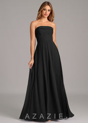Azazie Lucienne Black A-Line Strapless Chiffon Convertible Dress black