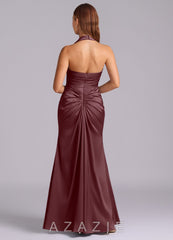 Azazie Destiny Sangria Mermaid Sweetheart Neckline Stretch Satin Dress sangria