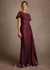 Azazie Harrison Cabernet Mermaid Pleated Lace Dress cabernet