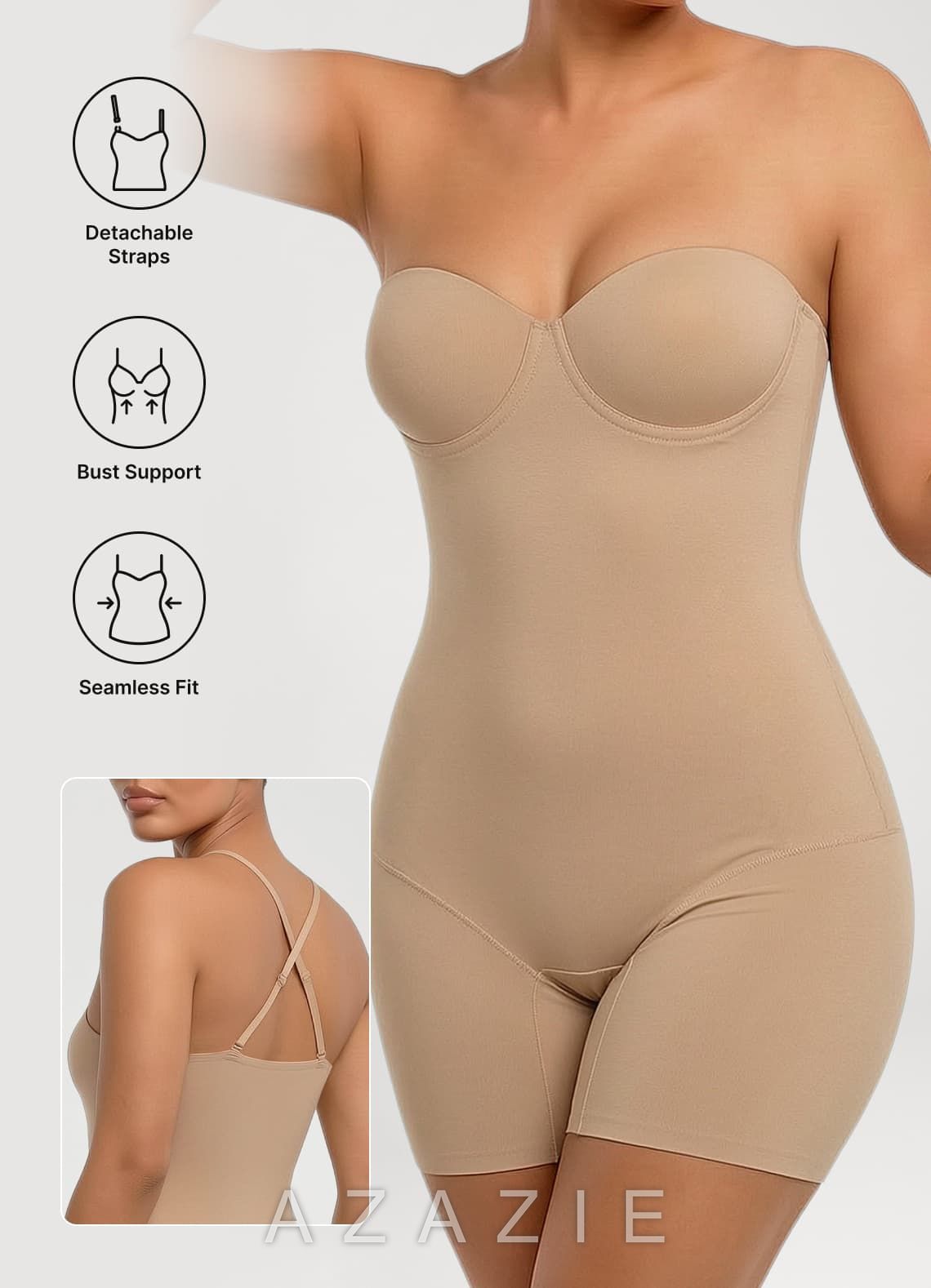 Cooling Strapless Underwire Molded Cup Bodysuit Shaper