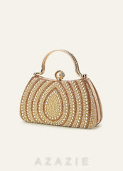 Pearl Beaded Rhinestone Embellished Evening Handbag