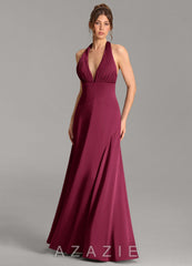 Azazie Aubrielle Burgundy A-Line Corset Stretch Satin Dress burgundy
