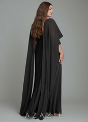 Azazie Stefania Black A-Line Stretch Satin Dress black
