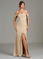 Azazie Jalice Champagne Mermaid Off the Shoulder Chiffon Dress champagne