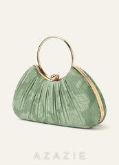 Matching Color Floral Burnout Pleated Handbag