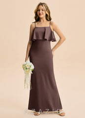 Azazie Galene Junior Ganache Mermaid Stretch Satin Dress ganache