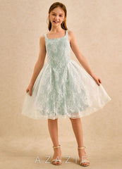 Azazie Cubbie Girls Formal Dusty Sage A-Line Lace Dress dusty_sage