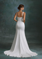 Azazie Lindsey Diamond White Mermaid Sweetheart Neckline Crepe Back Satin Dress diamond_white