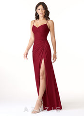 Azazie Reneya Burgundy Mermaid Bow Mesh Dress burgundy