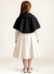 Flower Girl Faux Fur Collared Cape black