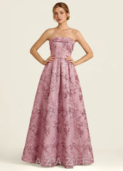 Iriseam Pink Sequin Embroidery Prom Dress