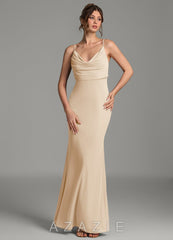 Azazie Zari Champagne Mermaid Pleated Mesh Dress champagne
