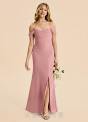 Azazie Nira Junior Dusty Rose Mermaid Ruched Chiffon Dress dusty_rose