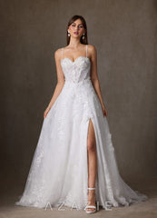 Azazie Ramina Diamond White A-Line Sweetheart Neckline Lace Dress