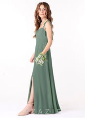 Azazie Rosey Junior Eucalyptus A-Line Sweetheart Neckline Chiffon Dress eucalyptus