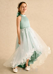 Azazie Cerra Agave A-Line Pleated Tulle Dress agave